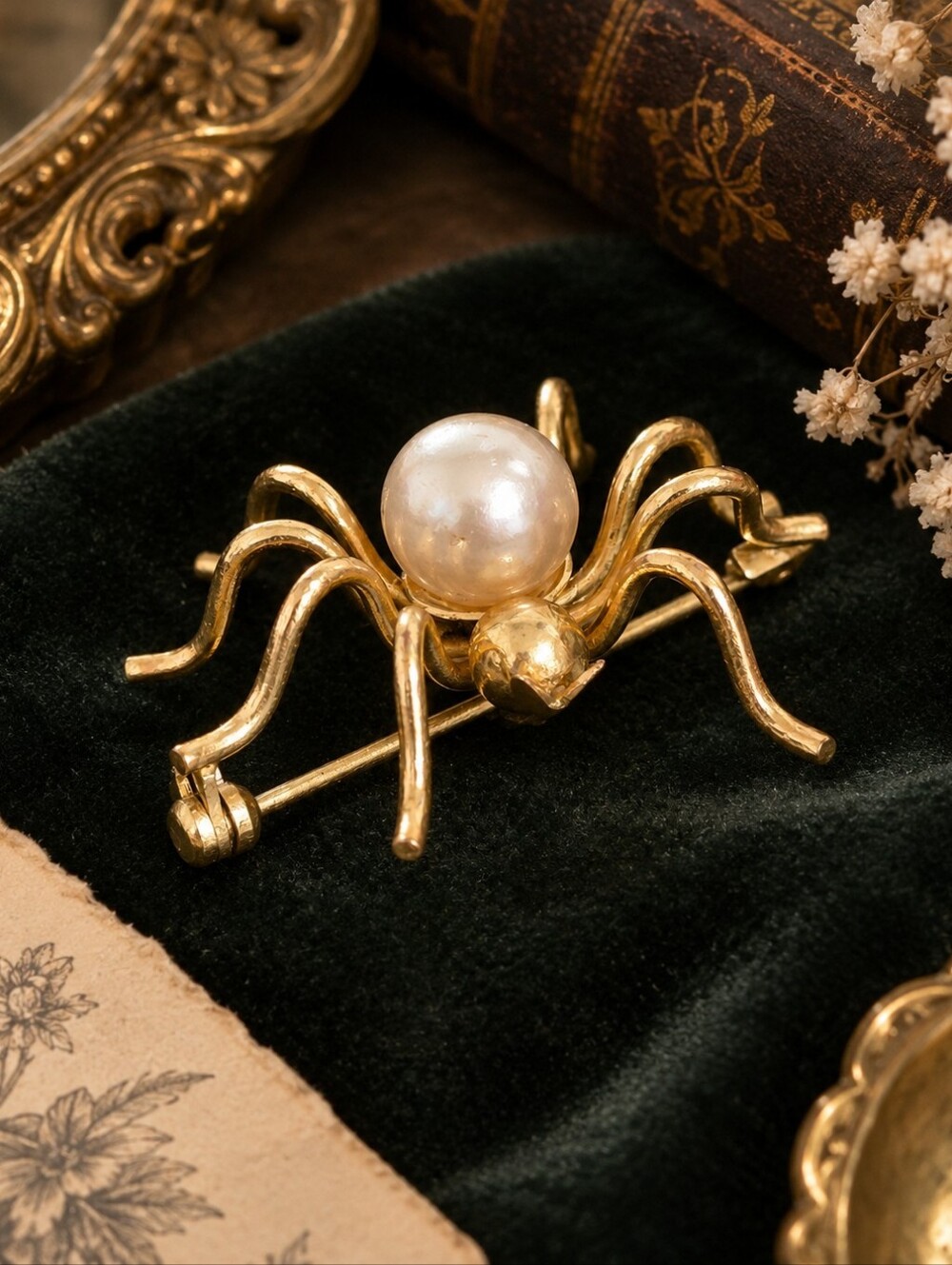 Vintage Pearl Spider Brooch | Circa 1960s–70s